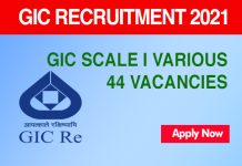 GIC Scale I Various 44 Post Online Form | GIC recruitment 2021 GIC recruitment 2021